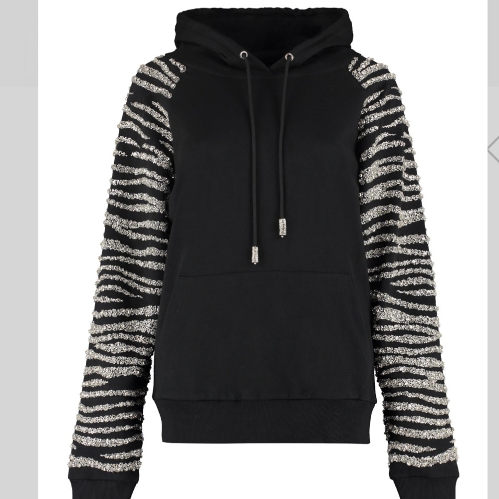 Retrofete Black and White Embellished Hoodie